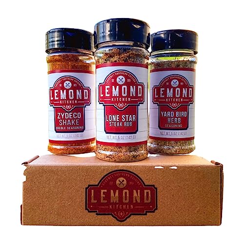 Lemond Kitchen Gourmet Seasoning Trio – Yard Bird Herb Seasoning, Lone Star Steak Rub, and Zydeco Shake Creole Seasoning – All-in-one Spices and Seasonings Sets for Cooking, 17 Ounces Total Lemond Kitchen Gourmet Seasoning Trio – Yard Bird Herb Seasoning, Lone Star Steak Rub, and Zydeco Shake Creole Seasoning – All-in-one Spices and Seasonings Sets for Cooking, 17 Ounces Total