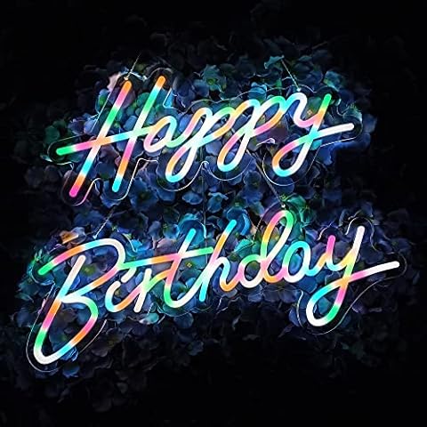 SOEUCOF Happy Birthday Neon Sign,Innovative Integral Forming Process,With Dimmable Switch For All Holiday Party and Home Decoration,Total Length 40Inch,Colorful_L Cover