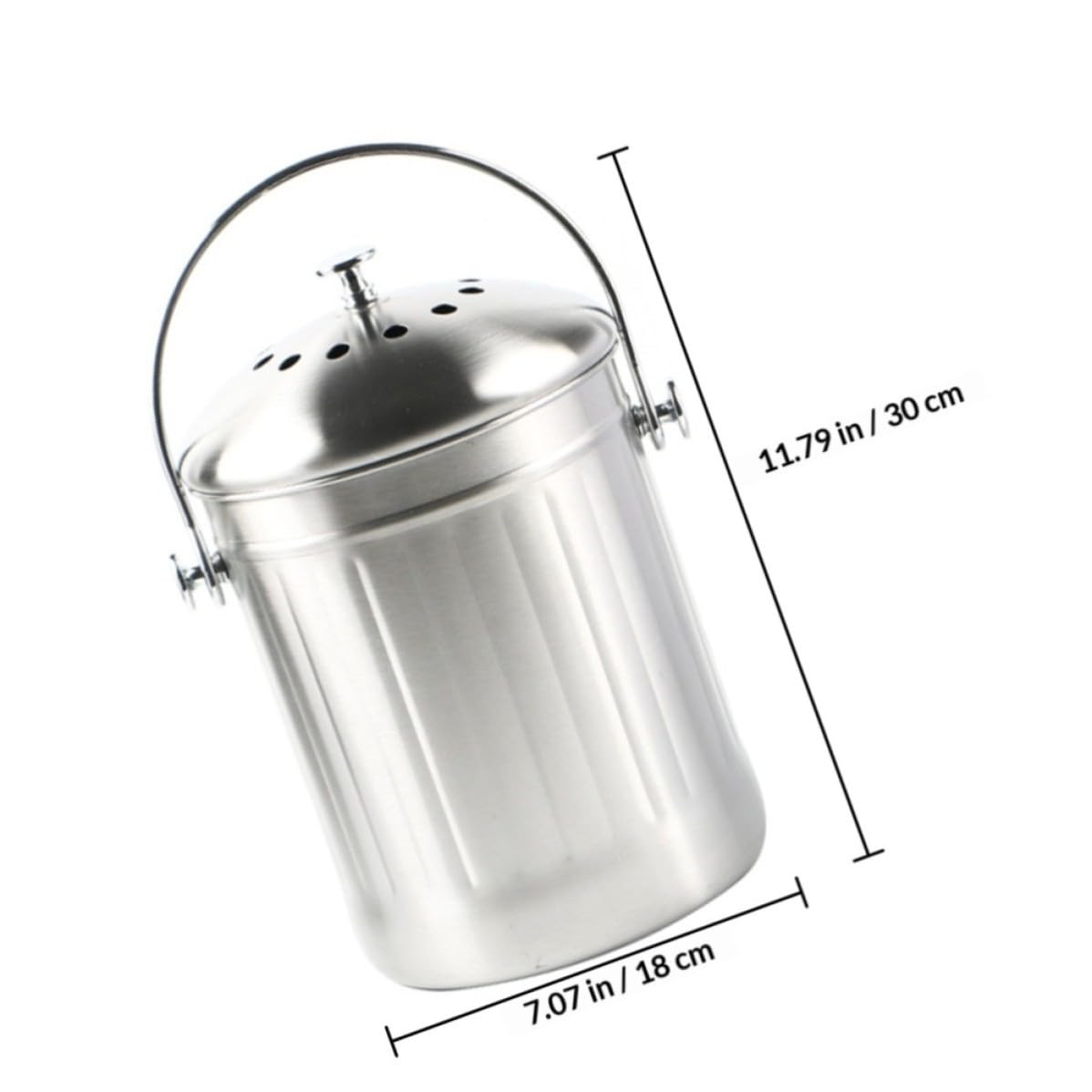 YARNOW Edelstahl Küchenmülleimer 2,5 Liter mit Aktivkohlefilter und Deckel Geruchssicher für Biomüll und Recycling in der Küche Indoor