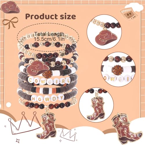 Western Cowgirl Bracelets Cowgirl Beaded Stretch Bracelets for Women Summer Beach Jewelry Accessories Christmas Birthday Gifts3