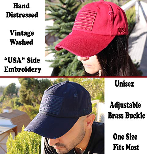 Image of Antourage American Flag Unisex Baseball Hat for Men and Women | USA Flag Mesh Snapback Flat Visor Cap + 2 Patriotic Patches