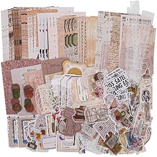 Winkwinky 260pcs Vintage Scrapbooking Stickers Pack, Aesthetic DIY Retro Journaling Supplies Stickers kit, Flower Book Washi Paper Sticker for Bullet Journals Junk Journal Art Craft
