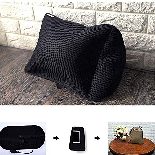 CTHOPER Air Inflatable Cushions Back Lumbar Support Portable Pillow with Pump for Car, Home, Office, Travel, Camping Mesh Pillow Case Removable (Black)