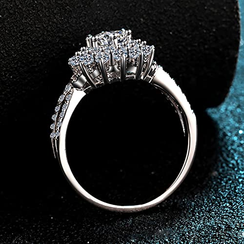 Bague femme 925 argent avec fleur moissanite 0.5ct anneau entrelacé chic