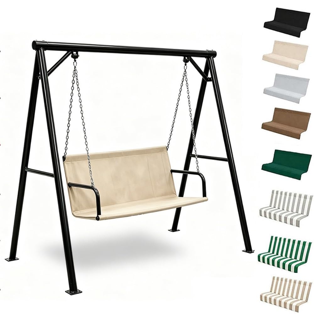 ZYXQQJ Swing Seat Cover Replacement Swing Chair Cushion Cover 600D Oxford Waterproof Seat Replacement Fabric For Detachable Swings 2/3 Seater(Beige,85x48x48cm)
