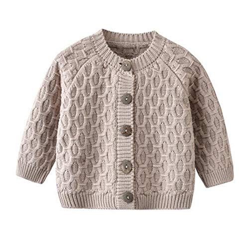 Toddler Infant Baby Girl Boy Fall Winter Cable Solid Color Knitted Hood Cardigans Jacket Outwear with Ears (M-a1 Brown, 3-6 Months)