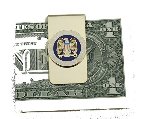 NSA National Security Agency Badge Emblem Money Clip Gold2