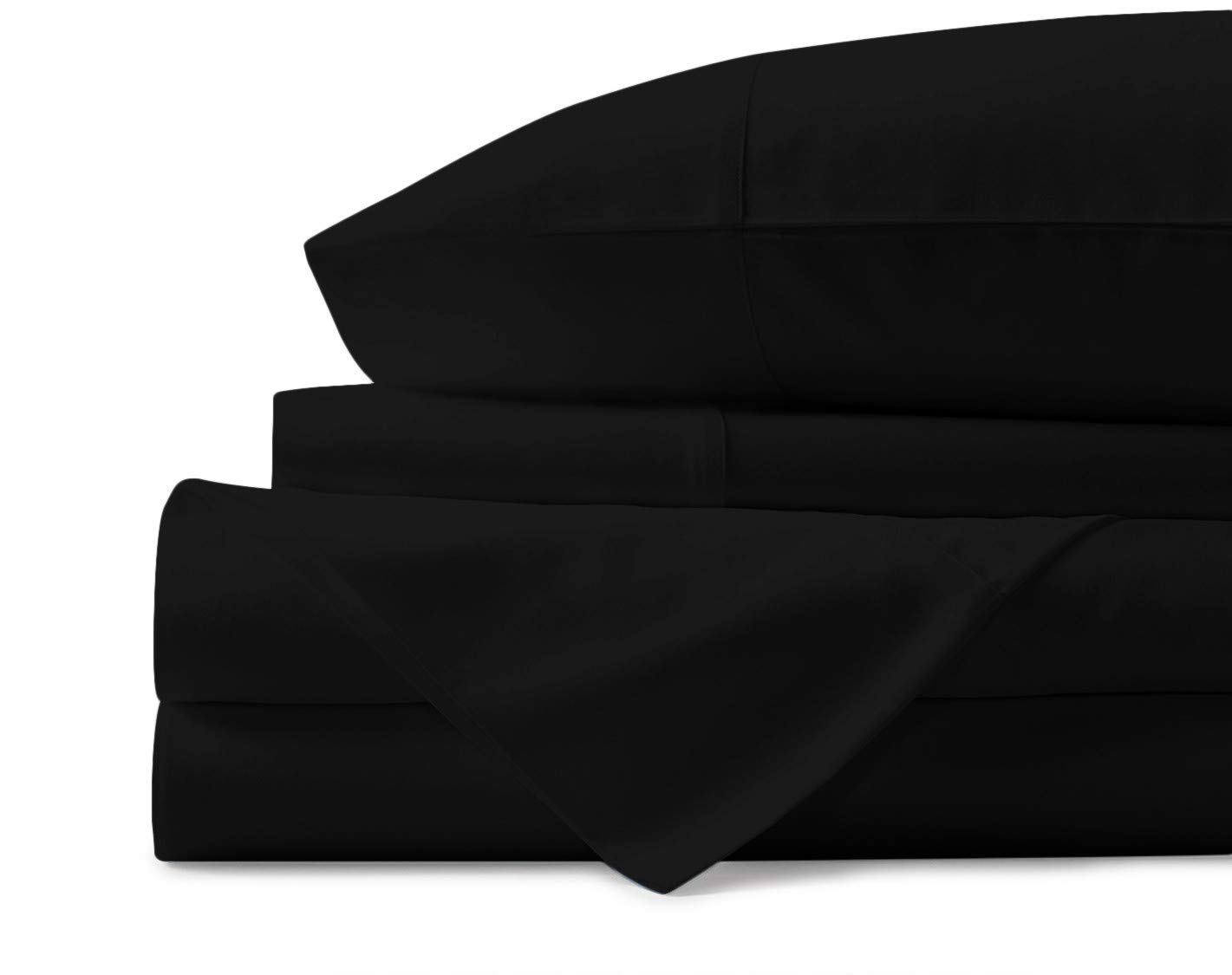 Mayfair Linen 100% Egyptian Cotton Sheets, Black King Sheets Set, 600 Thread Count Long Staple Cotton, Sateen Weave for Soft and Silky Feel, Fits Mattress Upto 18'' DEEP Pocket