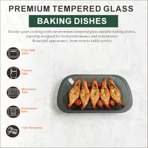 Juego de 3 platos de horno de vidrio negro de alta resistencia y formato rectangular 3