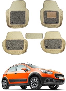 AYW 7D Leatherite Universal Bucket Car Mat for Fiat Avventura 2014 Onwards Beige