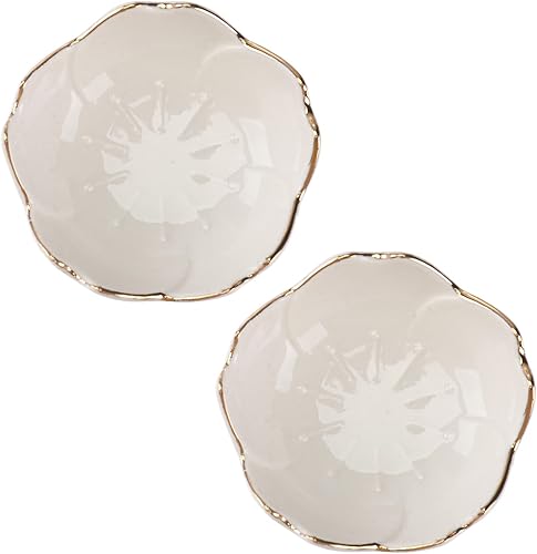 Platos de salsa pequeños tazones de inmersión 2 platos de cerámica, cuenco de salsa de soja de diseño, plato de condimento de porcelana para