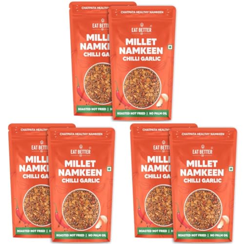 Image of Chatpata Chilli Garlic Millet Mixture | Crunchy & Healthy Namkeen Snack | Roasted & Diet-Friendly | Low GI & Weight Management Snack (Pack of 6-200gm)