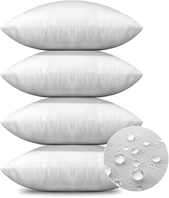 JOTOM Outdoor Cushion Inserts 45x45cm Waterproof Premium Cushion Inner Pads 18"x18" Pillow Filling Set of 4 Decorative Square Pillow Inserts Sofa Pillow Stuffer Patio Garden Blench Couch Bed Cushions
