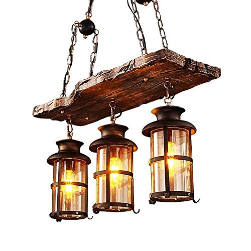 Suspension bois et métal E27 au design industriel noble pour loft
