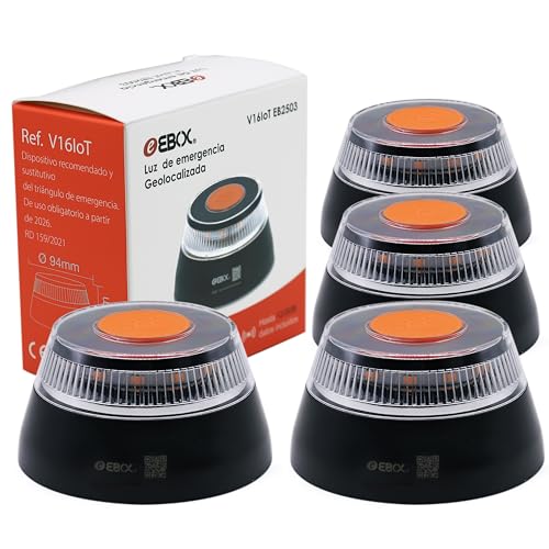 Hibron Ebox Luz Emergencia V16 Homologada Dgt Con Geolocalización, Baliza Coche Conectada Dgt 3.0, Datos Incluidos Hasta 12 2038, Pack 4 Unidades Hibron Ebox Luz Emergencia V16 Homologada Dgt Con Geolocalización, Baliza Coche Conectada Dgt 3.0, Datos Incluidos Hasta 12 2038, Pack 4 Unidades