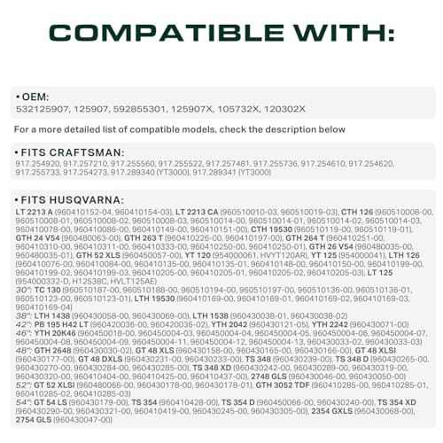 Image of UDC Parts 532125907 Drive Belt Replacement for Craftsman 125907X Husqvarna YTH20K46 GTH52XLS LT2213A CTH126 GTH26V54 GTH264T AYP 125907 592855301 105732X 120302X / Aramid Cord / 90.00 inches