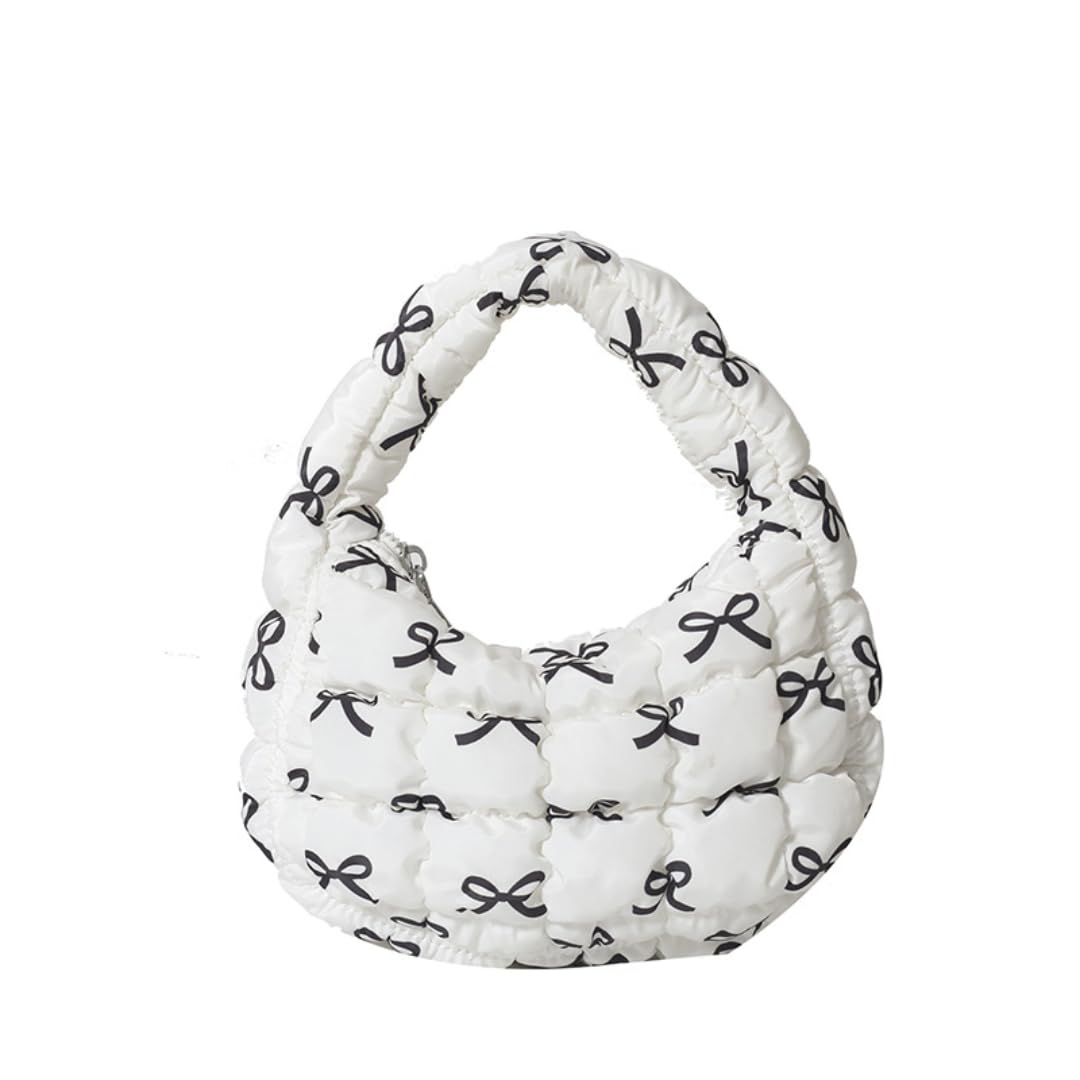 Quilted Puffer Tote Bag Mini Handbag Puffer Puff Bag Puffy Nylon Bag Lightweight Carryall Bag Puffy Purses for Women