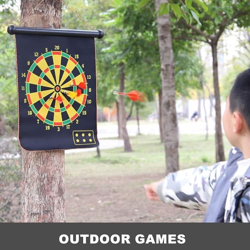 Image of Serveuttam Magnetic Dart Board Game for Kids - 6 Pc Darts Magnetic Dart and Mat | Outdoor Indoor Party Games for Adults | Double Faced (12 Inch Dart Board)