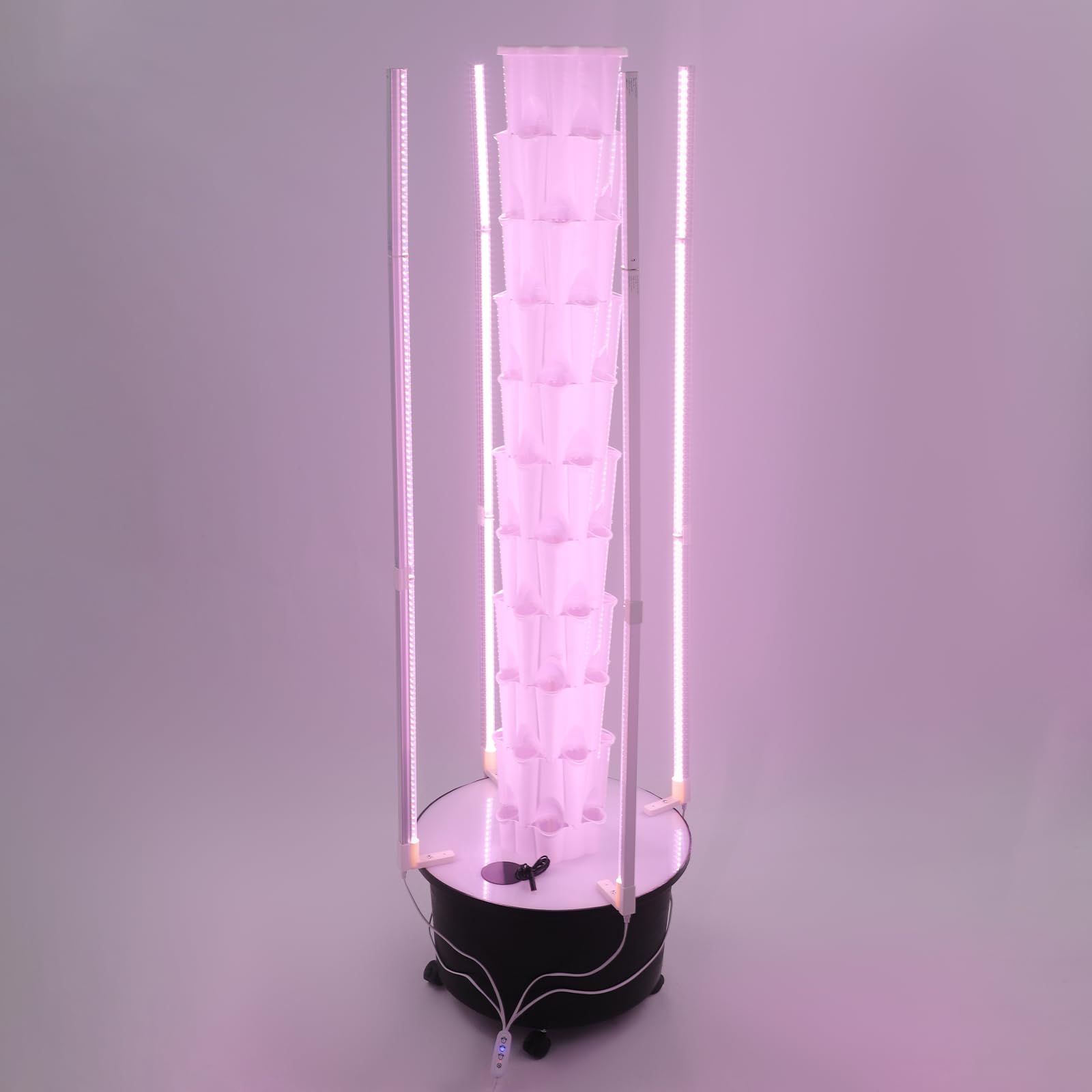 Tour hydroponique à 10 étages avec lumière LED et roues, système hydroponique de 60 plantes, kit de culture de jardin intérieur pour légumes, herbes, jardinage vertical économe en eau