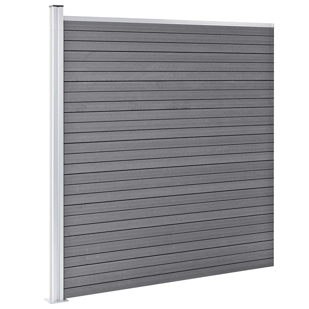 Recinzione WPC Modulare Grigia per Giardino con Pali, 1830x186 cm | Pannelli frangivento modulari per giardino ed esterno. Struttura in WPC e alluminio per massima privacy.