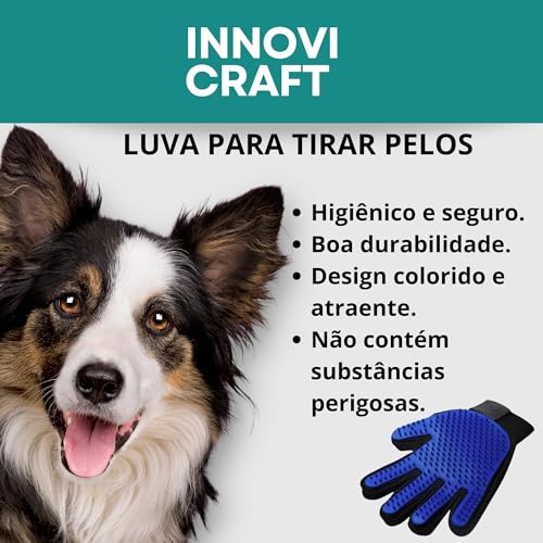 Luva Escova Tira Pelos Cães e Gatos Nano Magnética INNOVI CRAFT
