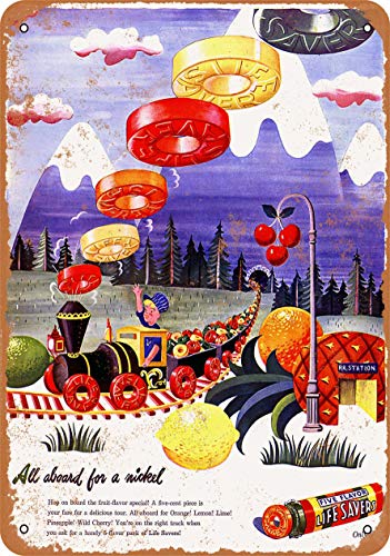 Lotusworld 1945 Life Savers Candy - Cartel de metal para interiores y exteriores de 8 x 12 pulgadas