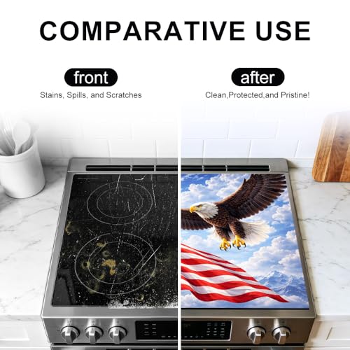 Image of Bald Eagle Flying American Flag Stove Top Cover 28.35x20.47in