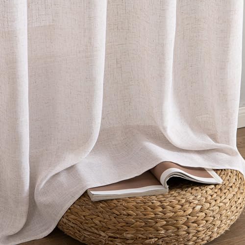 MIULEE White Voile Curtains for Living Room Net Curtain Pair Window Treatment Sheer Curtain & Drapes Eyelet Top Panels for Bedroom Room 2 Panels - Image 4
