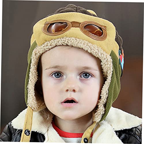 Kids Pilot Hat 2Pcs Set Thickened Fleece Winter Hat Goggles for Boys and Girls Wear-Resistant and Portable Warm Headwear for Cold Weather Adventures3