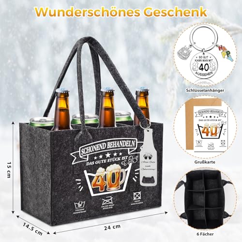 Wryzorix Männerhandtasche Bier Geschenkset,Geburtstagsgeschenk Mann 40.Geburtstag,Geburtstagsgeschenk für Männer,Bier Handtasche,Socken,Flaschenöffner,Schlüsselanhänger & Karte,Biergeschenke Männer