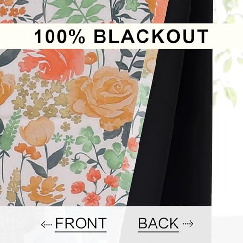 Image of Cloth Fusion Printed 100% Blackout Door Curtains 7 Feet Long Set of 2, Room Darkening Parda with Stainless Steel Grommets for Home Decor (7x4.5 Feet, White Roses)