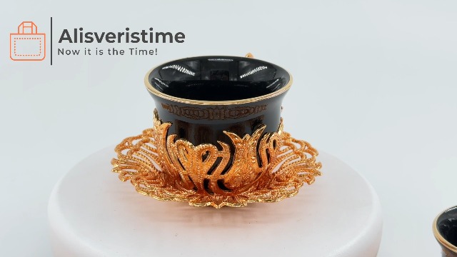 Amazon.com | Alisveristime 12 Pc Turkish Greek Arabic Coffee Espresso Cup  Saucer Porcelain Set (Black Gold): Coffee Serving Sets