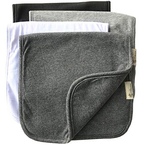 Image of Arnzion Burp Cloths for Babies, Grey Black and White Set, 20 by 10 Inches 6 Layers, Cotton