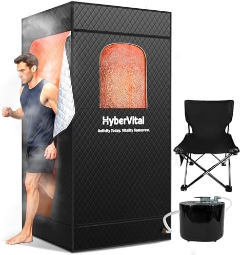 HyberVital Sauna Box, Portable Sauna for Home, Large Sauna Tent with 3.0L Steamer for Full Body SPA, Easy Assembly Quick Heat-Up Sauna Experience