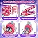 Funwee Unicorn Car Toys for 2 3 4 5 6 7 Year Old Toddler Girls,Princess Carrier Truck with Sound & Lights,2 Player Race Mode Foldable Track Pink Car Toys,Birthday Gift Idea for Kids