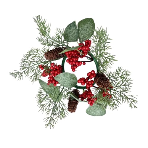 Alipis Realistic Christmas Berry Candle Ring Wreath Pine Wreath for Table Decorations Small with Decorative Candle Holder Perfect for Holiday Wedding Cabinet Party Supplies