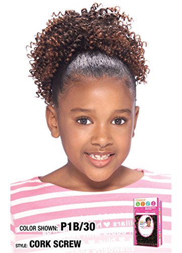 CORK SCREW (1B Off Black) - Model Model Glance KID'S Synthetic Hair Drawstring Ponytail