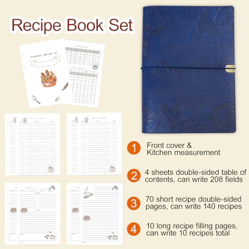 Image of GoShambar Blank Recipe Book to Write in Your Own Recipes, Leather Cookbook