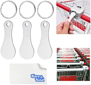 Kare & Kind 3X Stainless Steel Shopping Cart Trolley Token with Key Rings - Accessory Portable Keychain Unlocks Front Loading Shopping Trolley