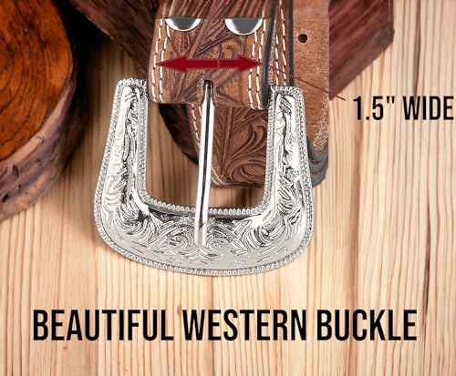 F&L CLASSIC mens Western full grain Leather belt Strap w/Snaps for Interchangeable Buckles, USA,4