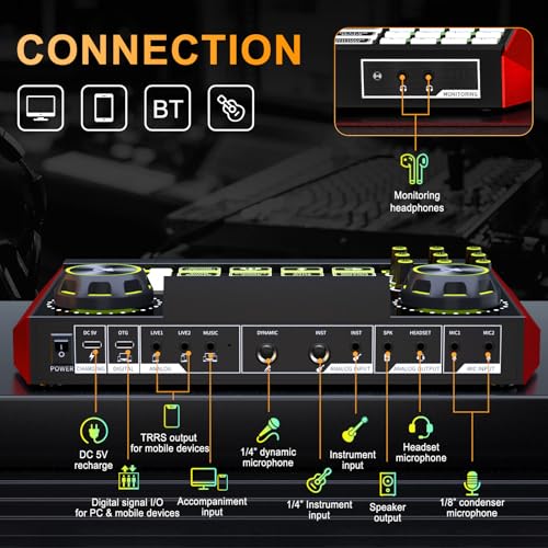 Image of G9 DJ & Podcast Equipment Live Sound Card for Streaming，Audio Interface DJ Mixer Sound Card /Board Condenser Microphone for Tiktok Gaming Video Content Creator Kit.