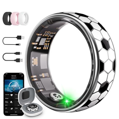 Soccer Pattern Smart Ring for Men Women, Fitness Tracker...