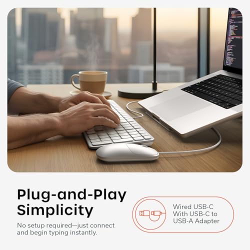 Image of Satechi Slim LX3 Wired Keyboard, Cross-Platform OS Switching, Silver | Full-size layout, USB-C or USB-A connectivity, for Mac and PC setups