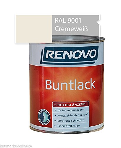 Buntlack 375 ml RAL 9001 Cremeweiß Hochglänzend Farbe Lacke Renovo