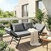 LIFERUN Gartenbank Polyrattan mit Liegefunktion, 2-Sitzer Polyrattan-Möbel, Rattan Gartensofa mit Verstellbare Armlehnen, Gartenbank Wetterfest für Garten, Balkon,Terrasse (Schwarz),2PCS Kissen