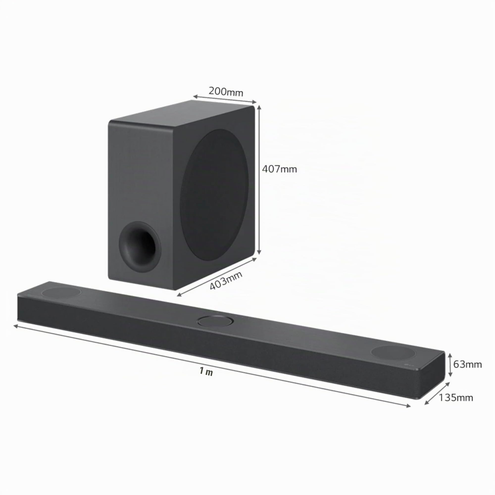 LG S80QY - Barra de Sonido Inteligente, 480W, 3.1.3 Canales con Triple Altavoz Atmos Vertical, Compatible con Altavoces Traseros SPQ8-S, Sonido Envolvente Dolby Atmos, DST:X e IMAX, Color Negro