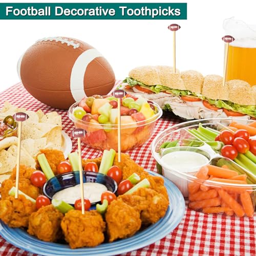 Football Picks, Football Cocktail Picks,100pcs 4.7inch Football Toothpicks for Appetizers, Fruit Sandwich Skewers Dessert Sticks for Rugby Ball Super Bowl League Sports Catered Events Party Supplies - Image 5