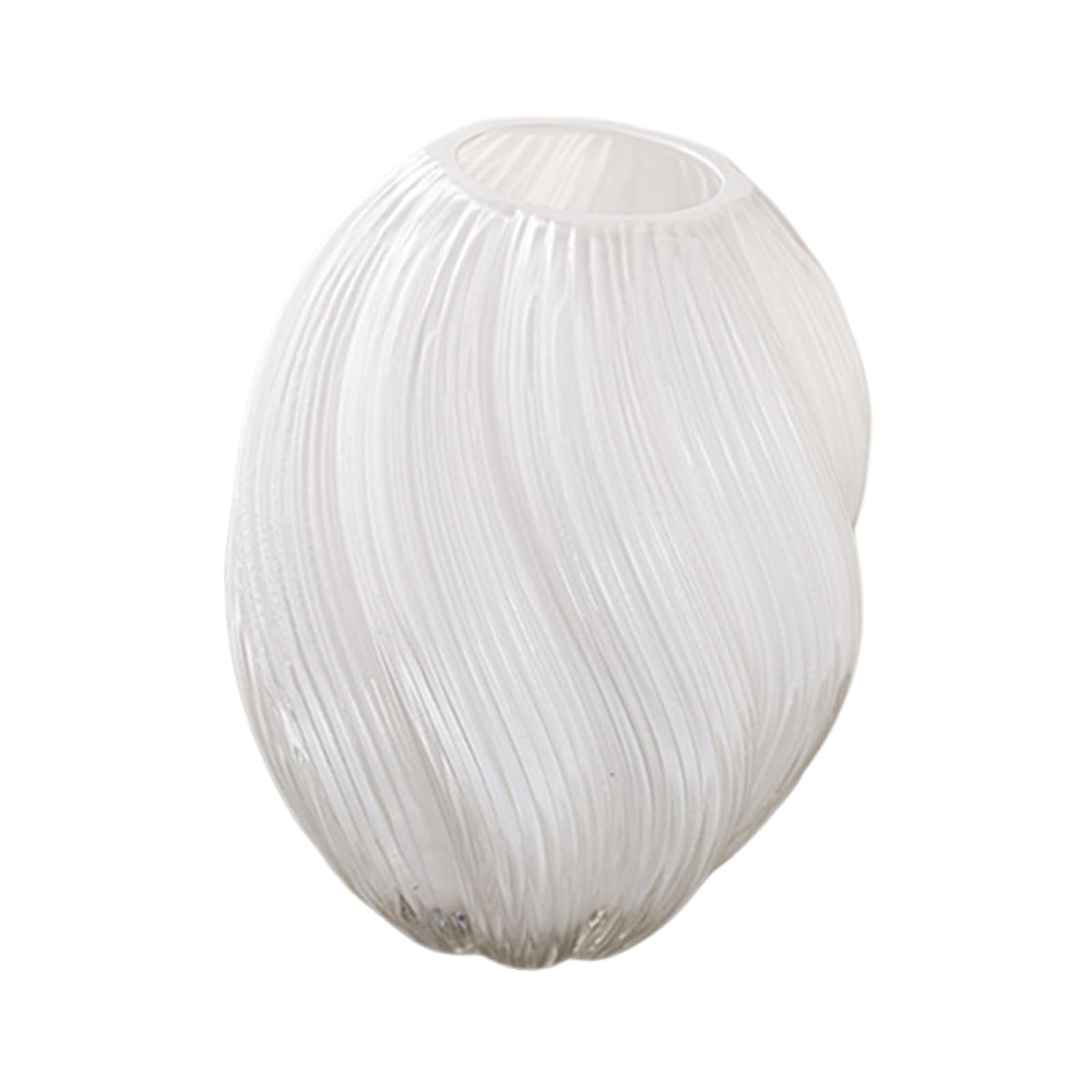 Osniyaw White Stylish Spiral Glass Planters For Flower Arrangements, Great Centrepieces For Bedroom, Wedding Or Entryway Minimalist Glass Vases With Spirals, Textured