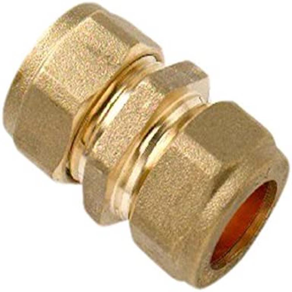 Bulk Hardware bh05138 Klemmverschraubung Messing Gerader Verbinder 22 mm, Set 5 Stück