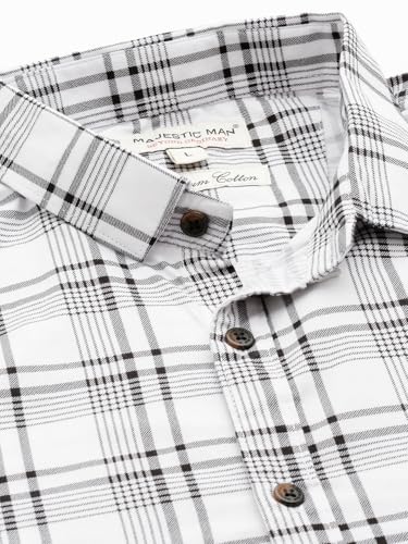 Image of Majestic Man Men's Comfort Slim Fit Pure Cotton Opaque Checked Casual Shirt